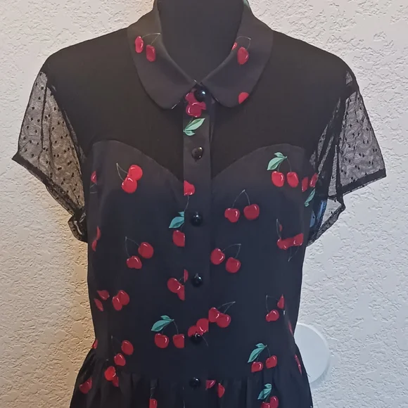 Belle Poque Dress With Cherries 2xl - Picture 2 of 7